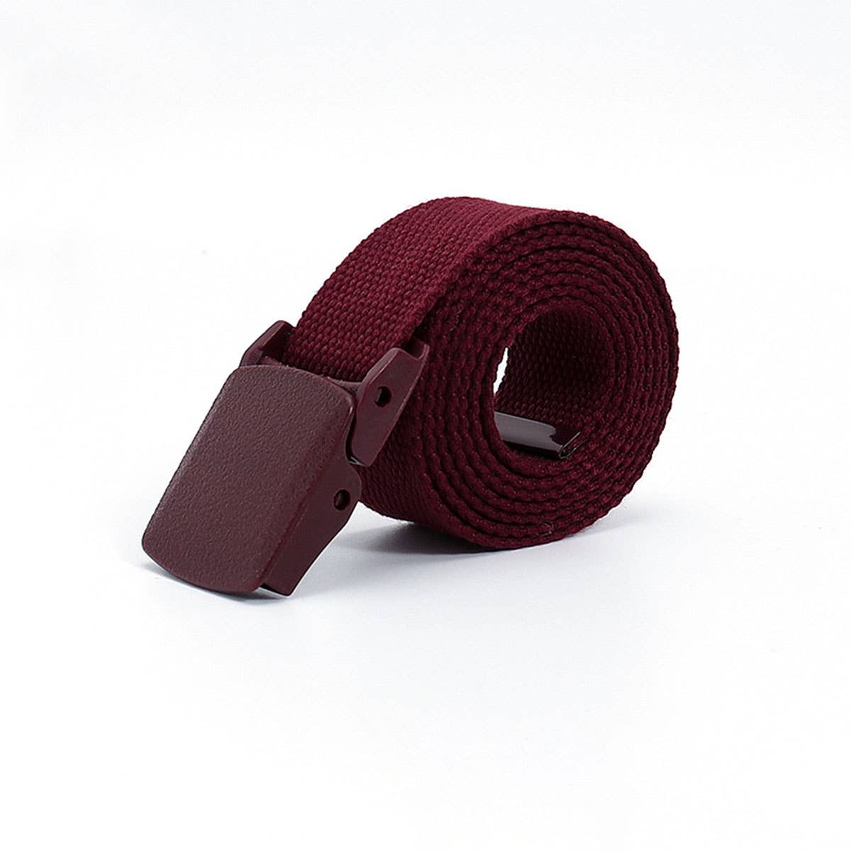 SOLID COLOR WOVEN CANVAS BELT WITH PLASTIC BUCKLE_CWABE0675