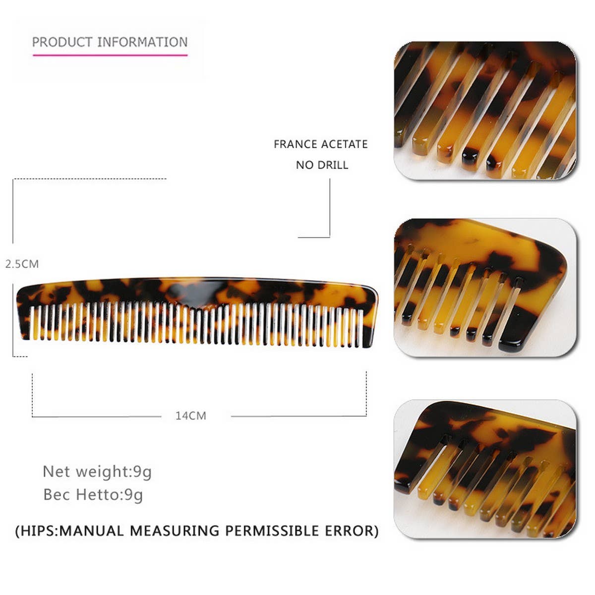 ACETATE SHEET HAIR COMB ANTI STATIC COMB_CWAHA4196