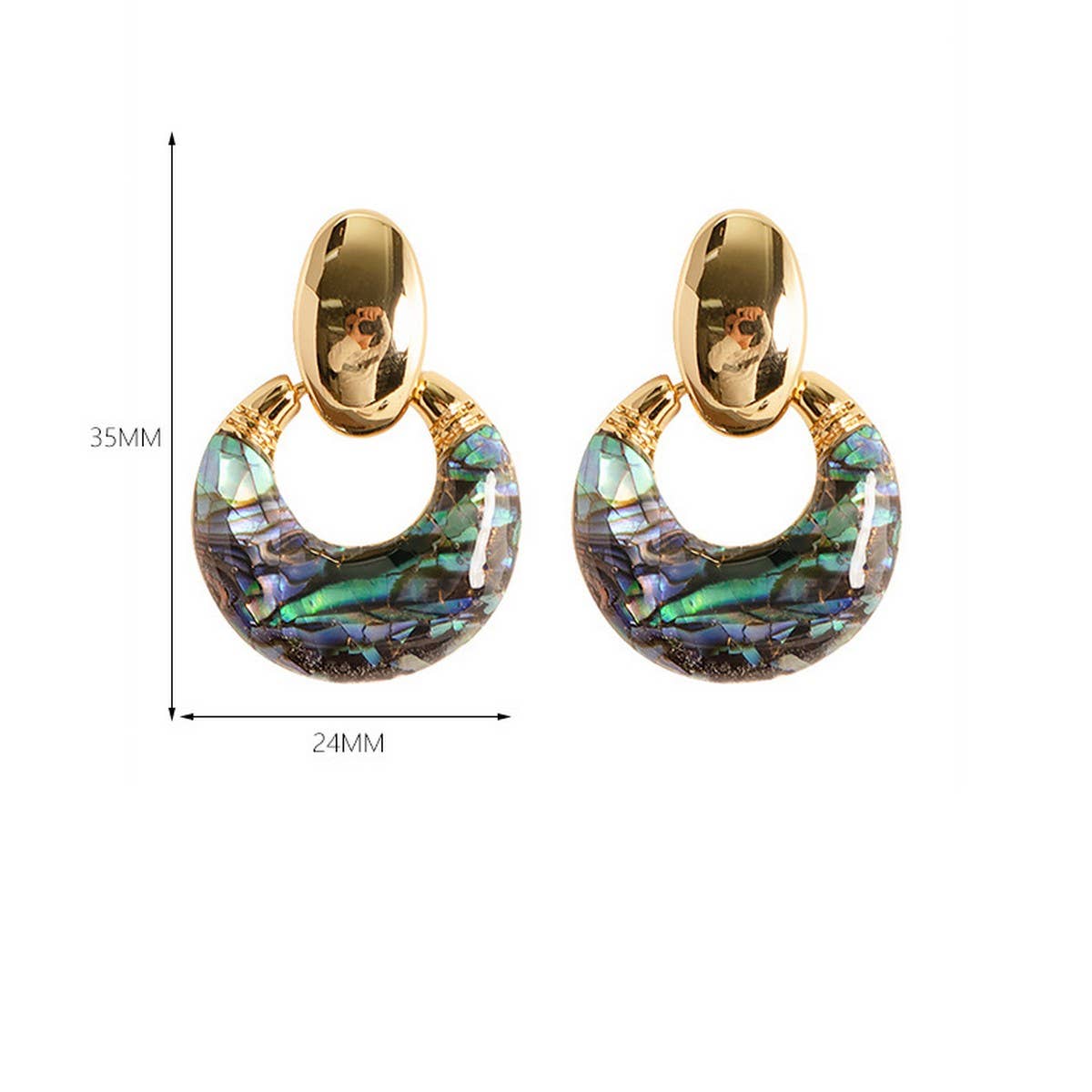 VINTAGE NATURAL OVAL BLACK SHELL EARRINGS_CWMM4321