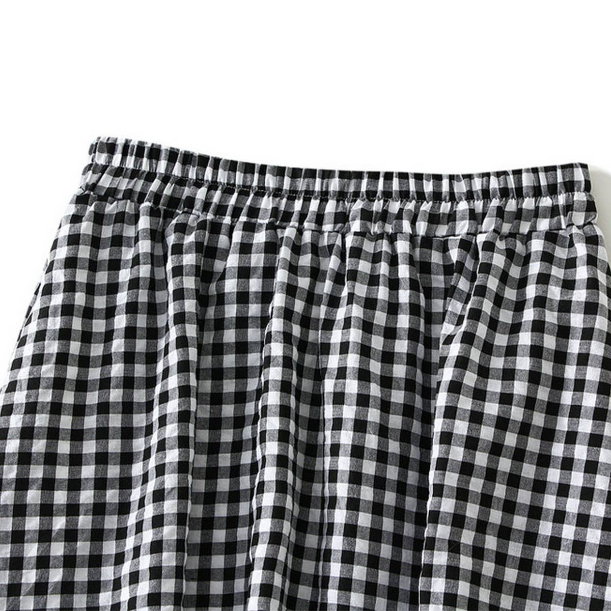 LACE TRIM PLAID HIGH WAIST A LINE MIDI SKIRT_CWBMS0344