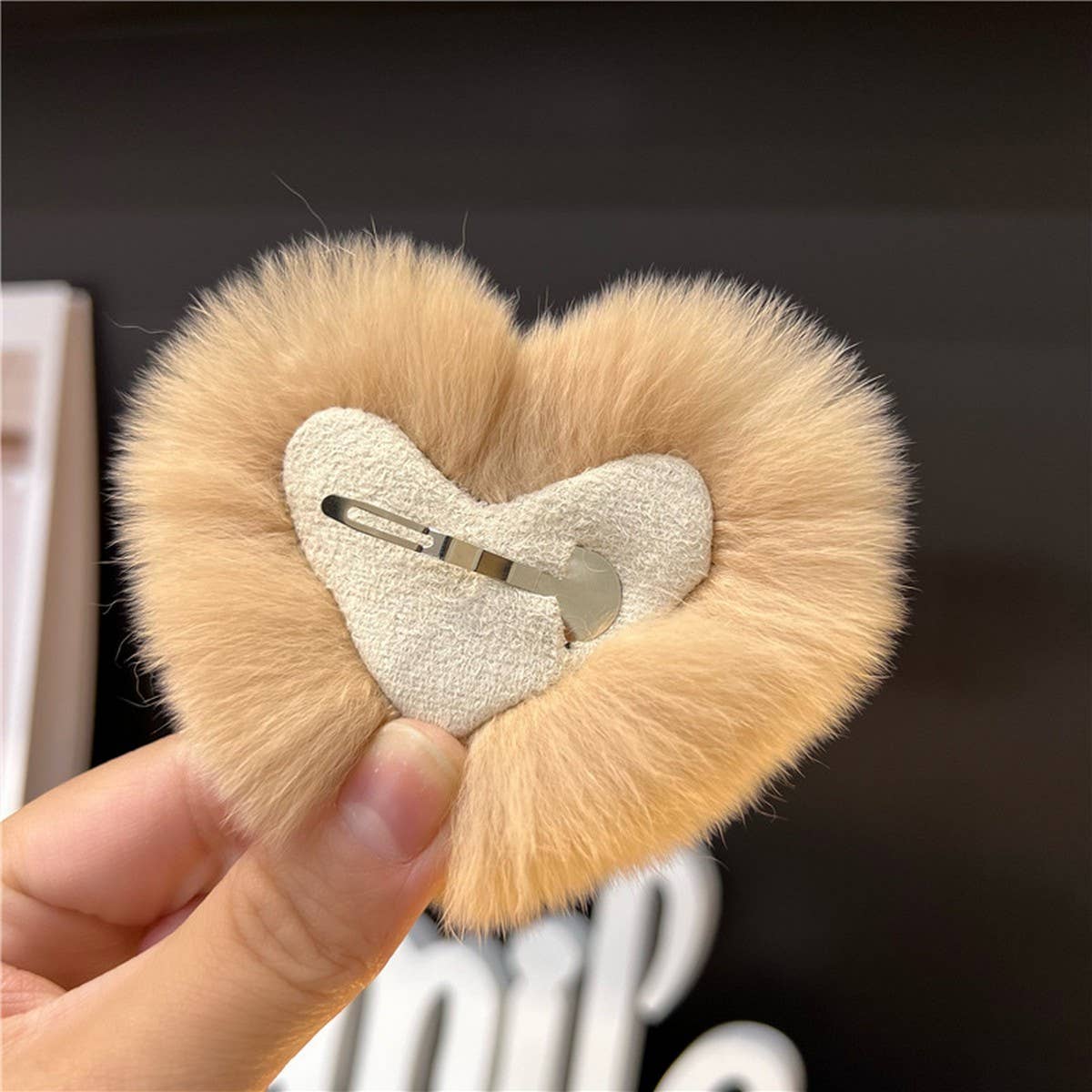 CUTE REX RABBIT HEART HAIR CLIP FLUFFY BB PIN_CWAHA3309