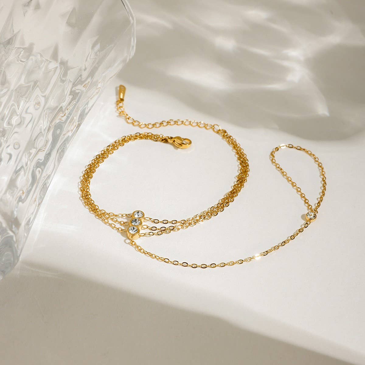 18K GOLD LAYERED ZIRCON BRACELET IN TITANIUM_CWAJE4648