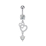 NEW HEART CZ DANGLE NAVEL RING PIERCING JEWELRY_CWMM9375