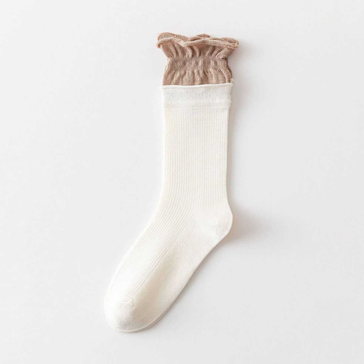 Women'S Contrast Color Curled Cotton Socks_Cwms1372