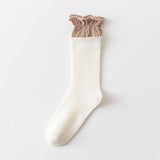 Women'S Contrast Color Curled Cotton Socks_Cwms1372
