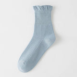 THIN SOLID RUFFLE CREW SOCKS FOR SUMMER_CWMS1374