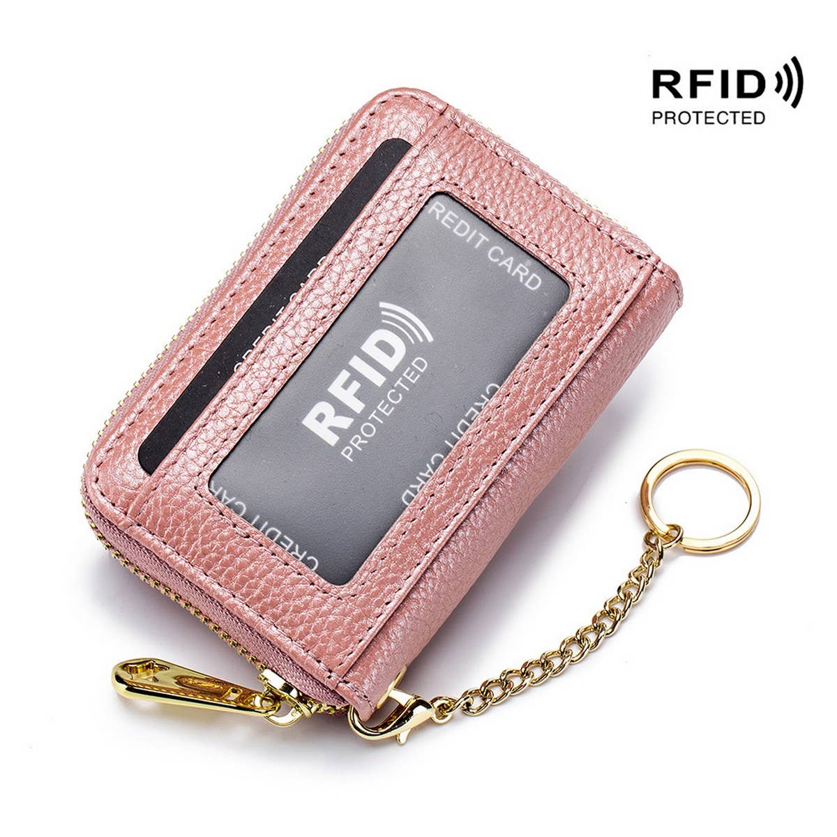 Zipper Key Case Genuine Leather Card Holder_Cwab3870