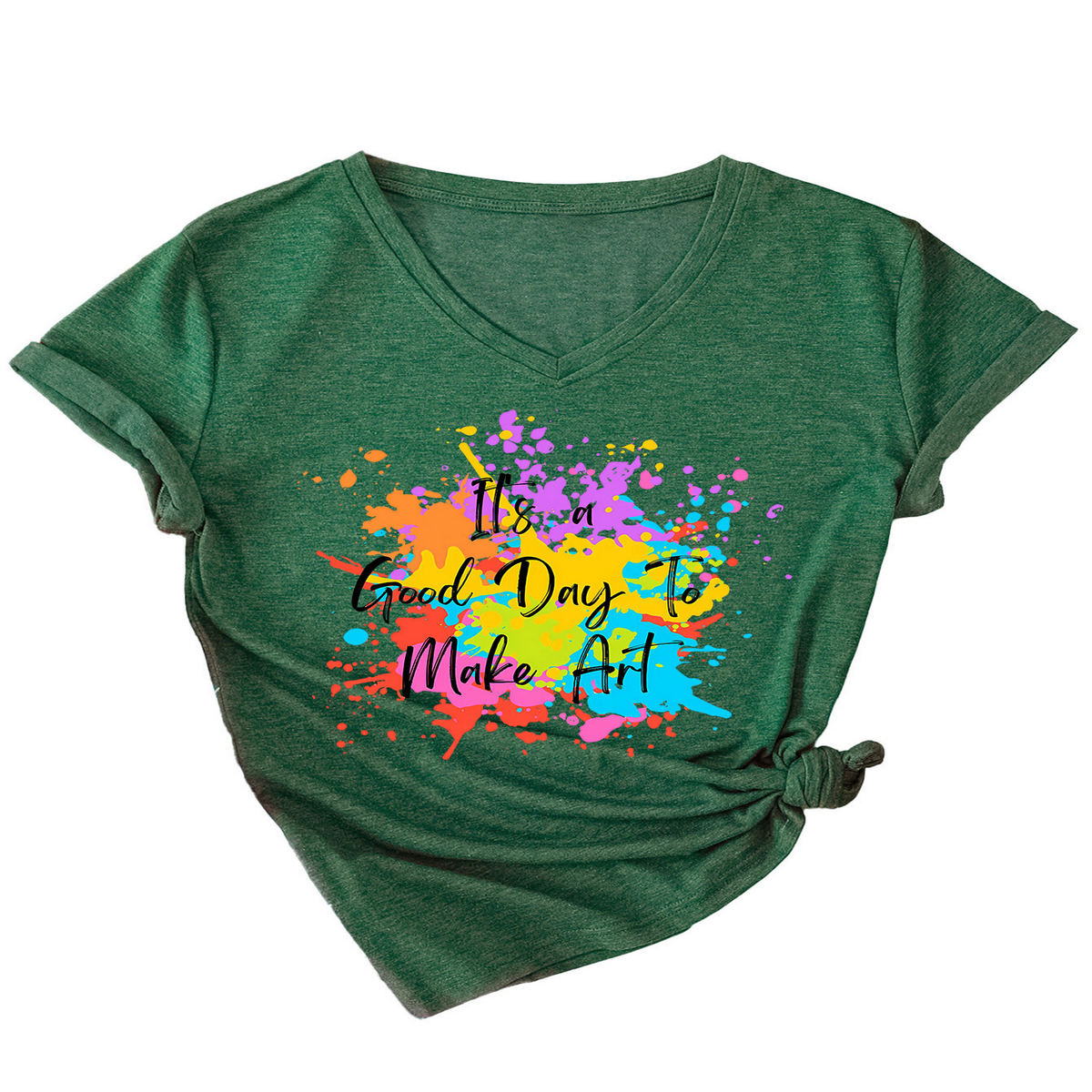 IT S A GOOD DAY TO MAKE SOMETHING V NECK TEE_CWTTS1539