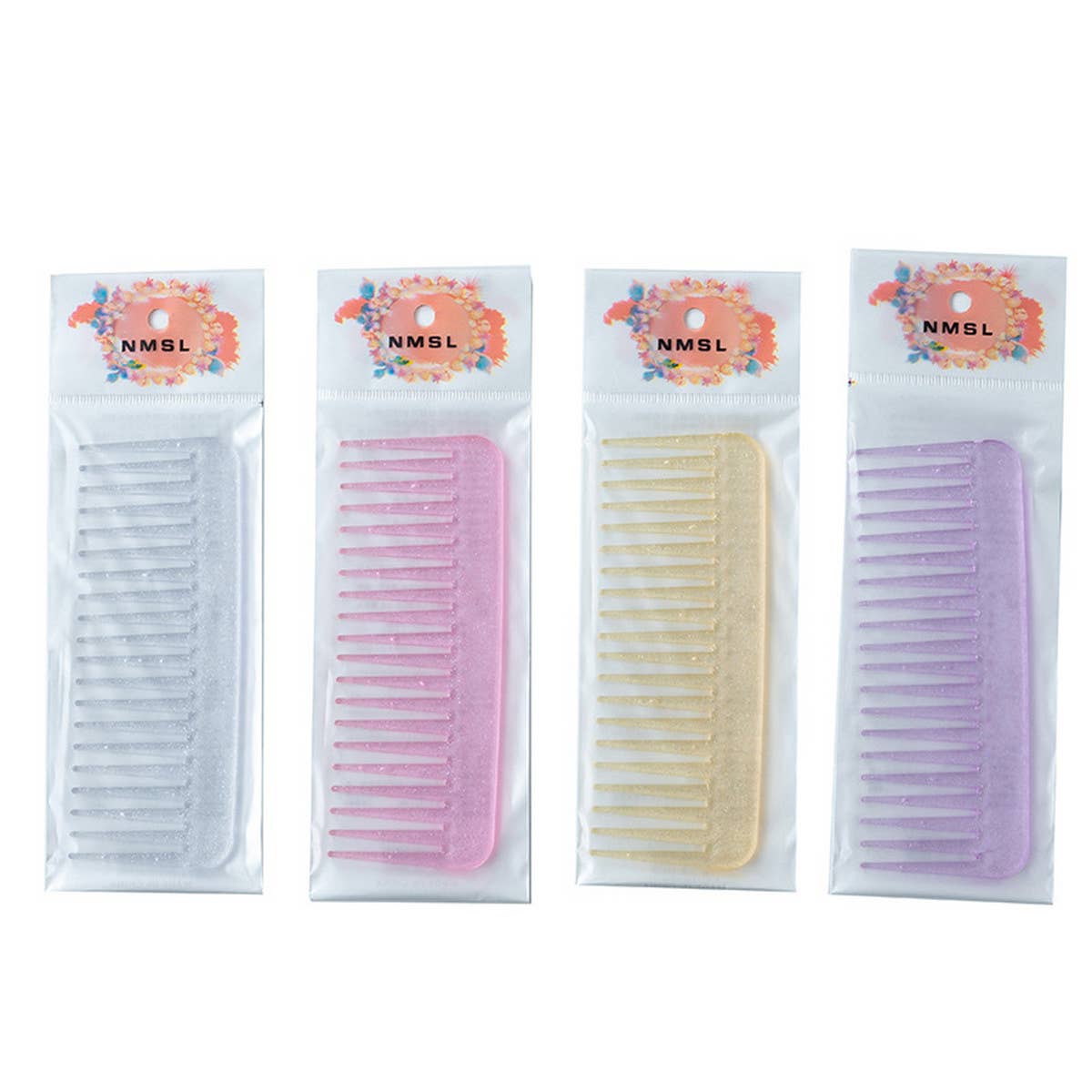 Transparent Fine-Toothed Colorful Glitter Comb_Cwmm0929