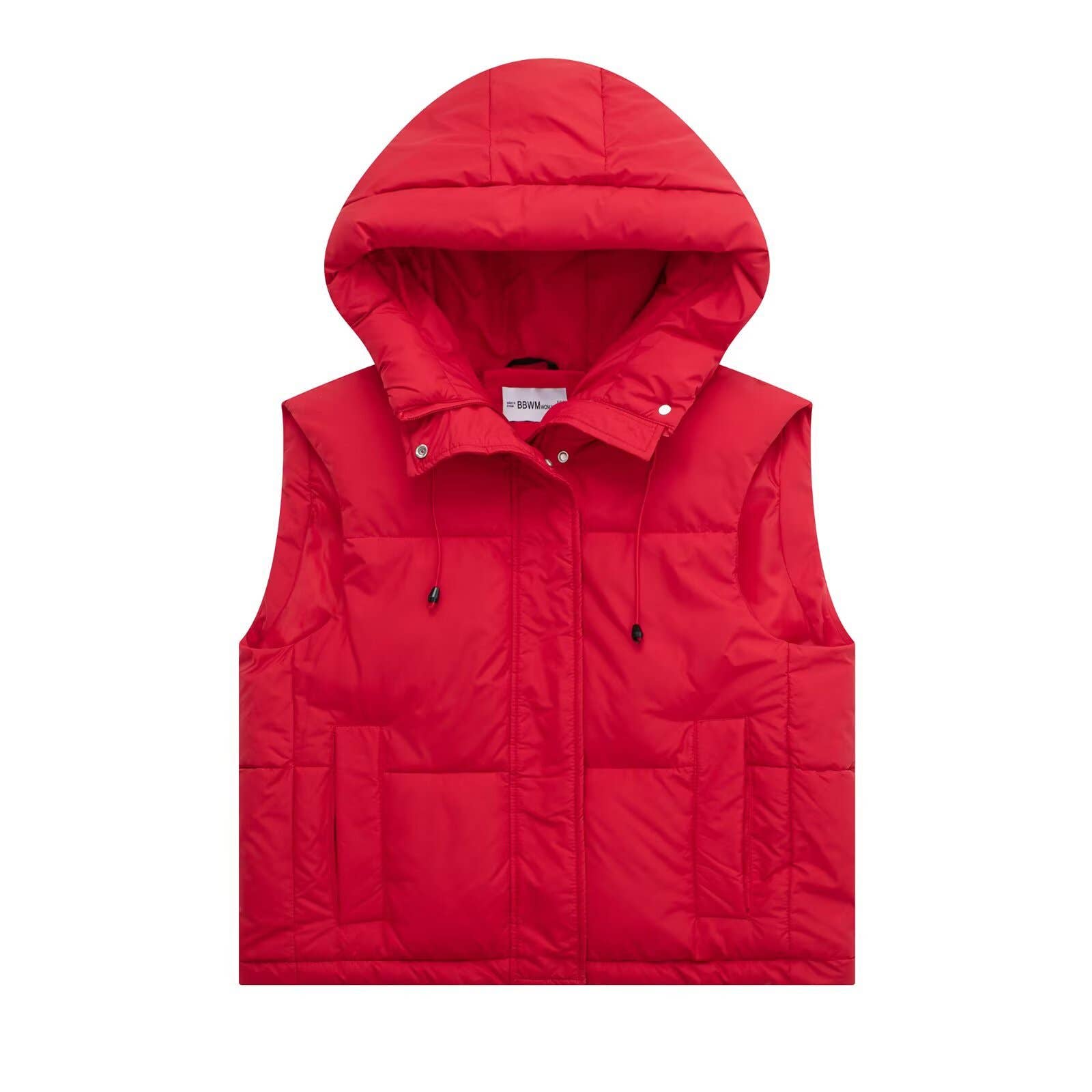 Solid-Color Simple And Casual Hooded Vest Jacket