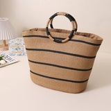 NEW STRIPED TOTE STRAW BAG WOVEN BAG_CWAB1889