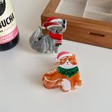 Cat Christmas Hat Hair Claw, Fun Animal Clip_Cwaha07288