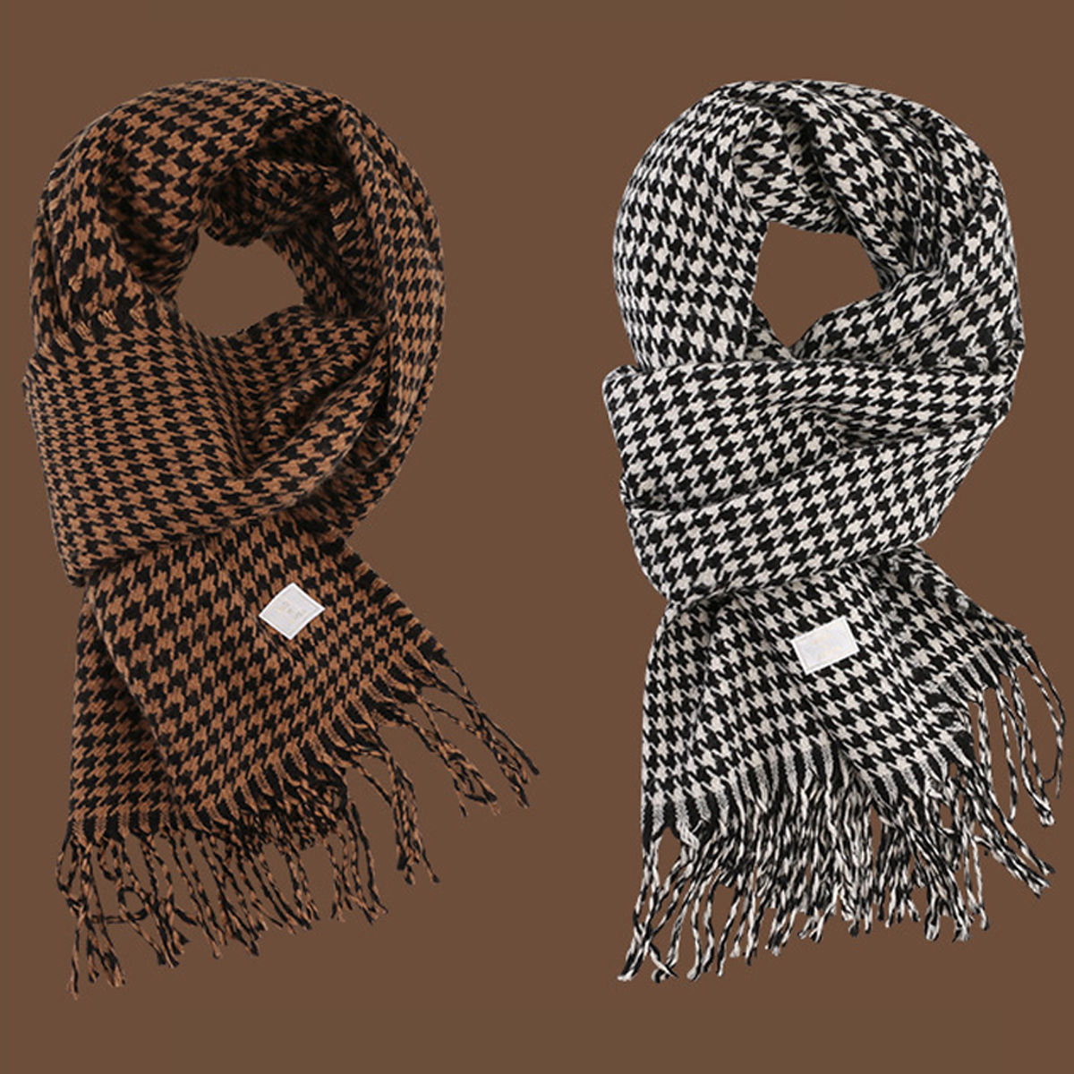 NEW HOUNDSTOOTH FAUX CASHMERE SCARF FOR WOMEN_CWASC0137