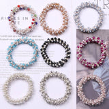 MINIMALIST PEARL CRYSTAL HAIR TIE STYLISH PONYTAIL_CWAHA6769