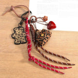LEOPARD MINI BEAR CHARM WITH HEART KEYCHAIN_CWMM7630