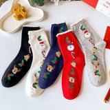 SANTA CLAUS ELK PATTERN CREW SOCKS FOR CHRISTMAS_CWMS0904