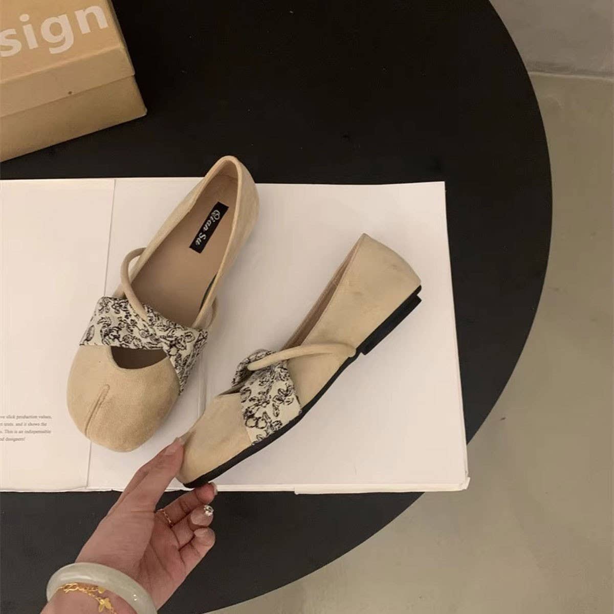 Vintage Flat Mary Jane Shoes Suede Low Cut