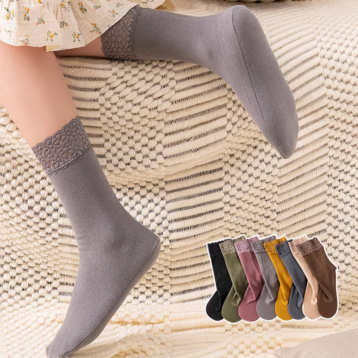 AUTUMN AND WINTER LACE SLEEPING SOCKS_CWMS0996