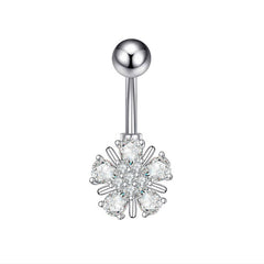 HOT SALE BRASS CZ SNOWFLAKE CLOVER NAVEL RING_CWMM9387