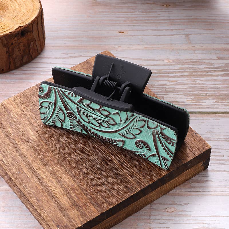 LEATHER SOLID COLOR PRINTED TEXTURED HAIR CLAWS_CWASC1624