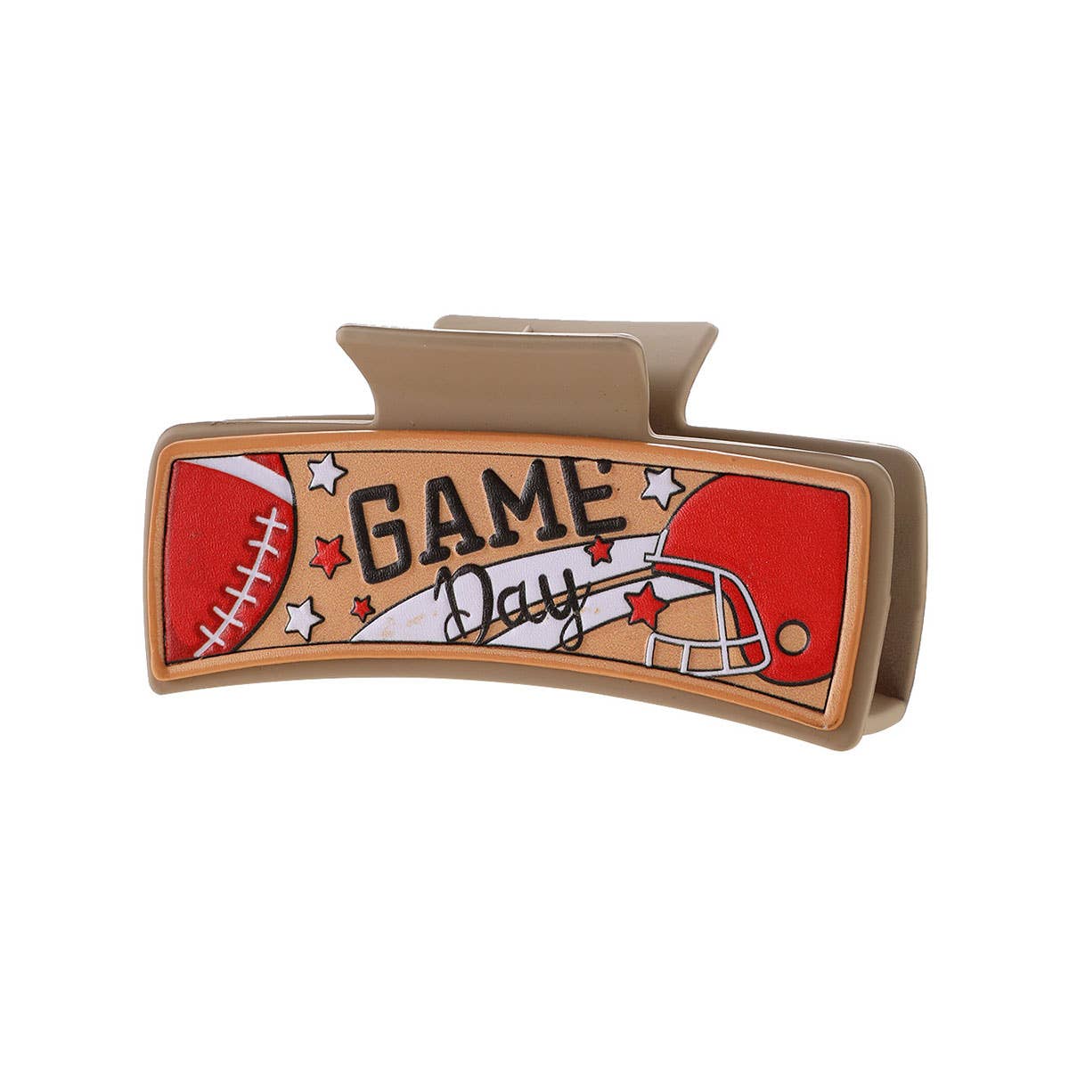 Football Letters Pu Leather Hair Clip Accessories_Cwasc1614