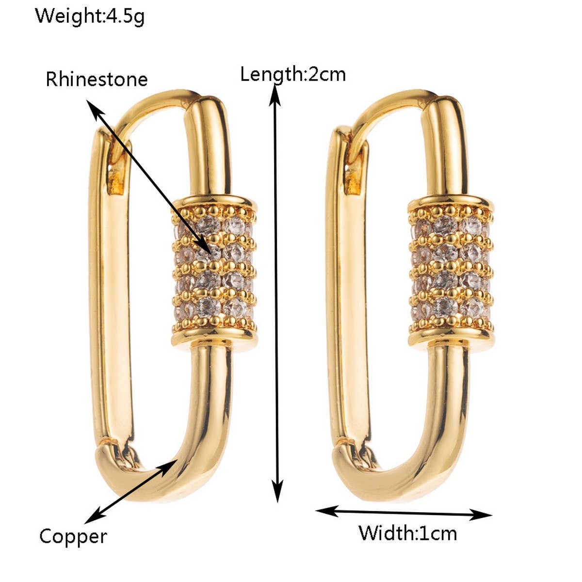 SQUARE HOOP EARRINGS GOLD PLATED UNIQUE DESIGN_CWMM8532