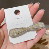 RHINESTONE PEARL BOW HAIRPIN RETRO DUCKBILL CLIP_CWAHA4786