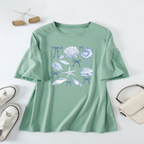 CUTE BOW PRINT T SHIRT FOR WOMEN SHELL NECKLINE_CWTTS1465