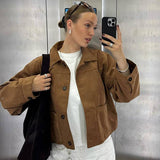 Vintage French Lapel Single-Breasted Brown Jacket