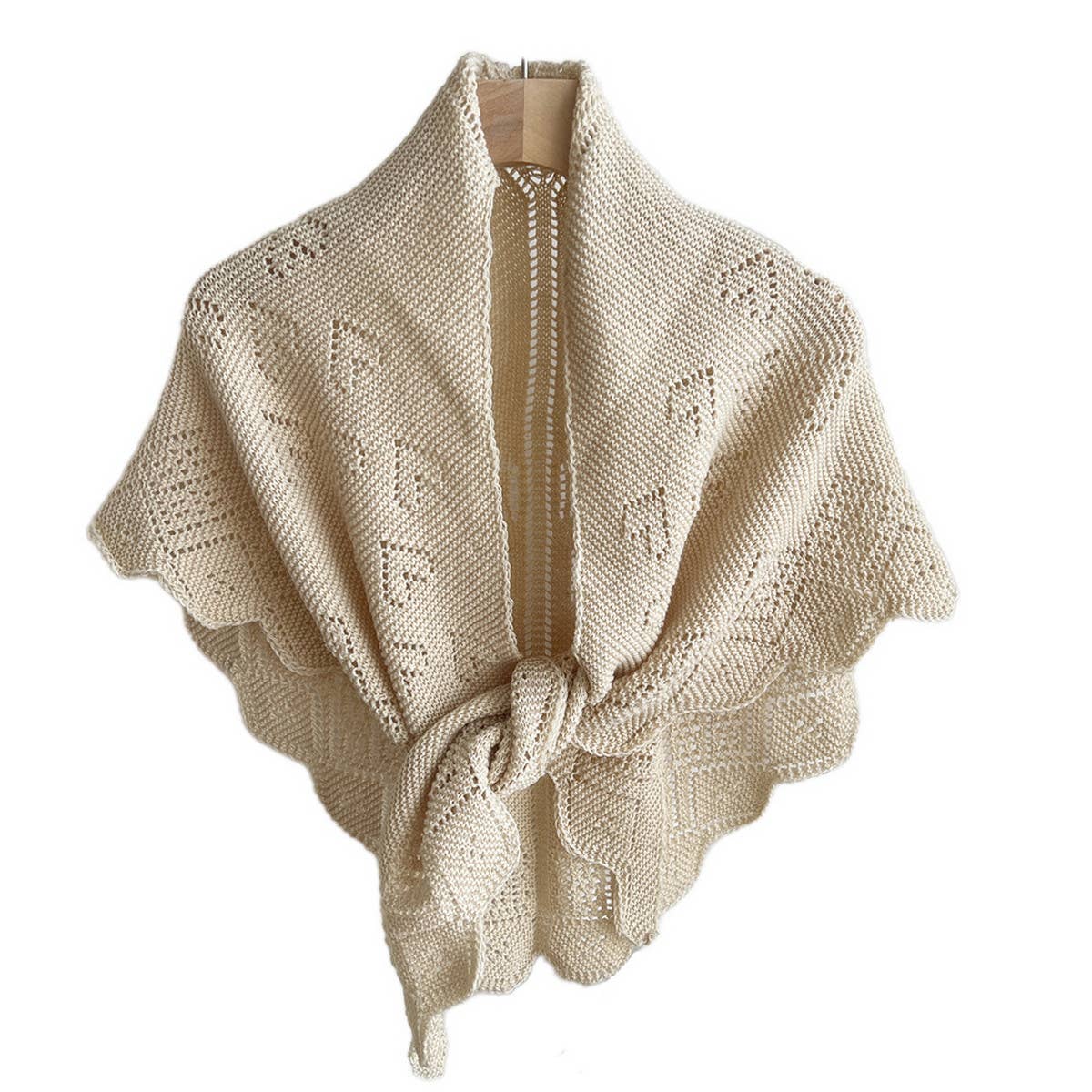 KNIT TRIANGLE SHAWL WRAP FOR SUMMER AIR ROOMS_CWASC0845