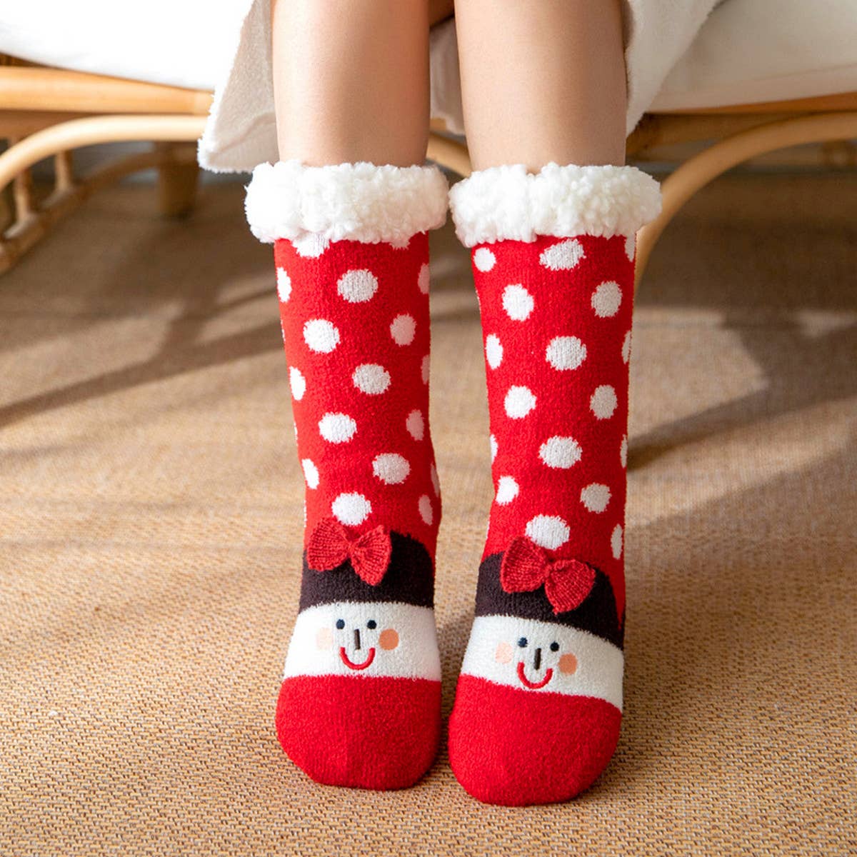 CHRISTMAS STOCKINGS FUZZY INDOOR SLIPPER SHOES_CWMS0727