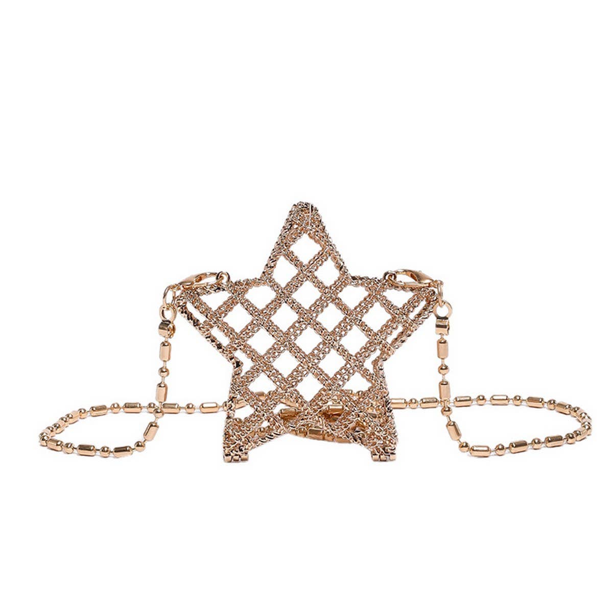 FIVE POINTED STAR HOLLOW CHAIN SQUARE CLUTCH BAG_CWAB3260
