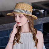 SIMPLE SUN PROTECTION FLAT TOP BEACH HAT STRAW HAT_CWAH1331