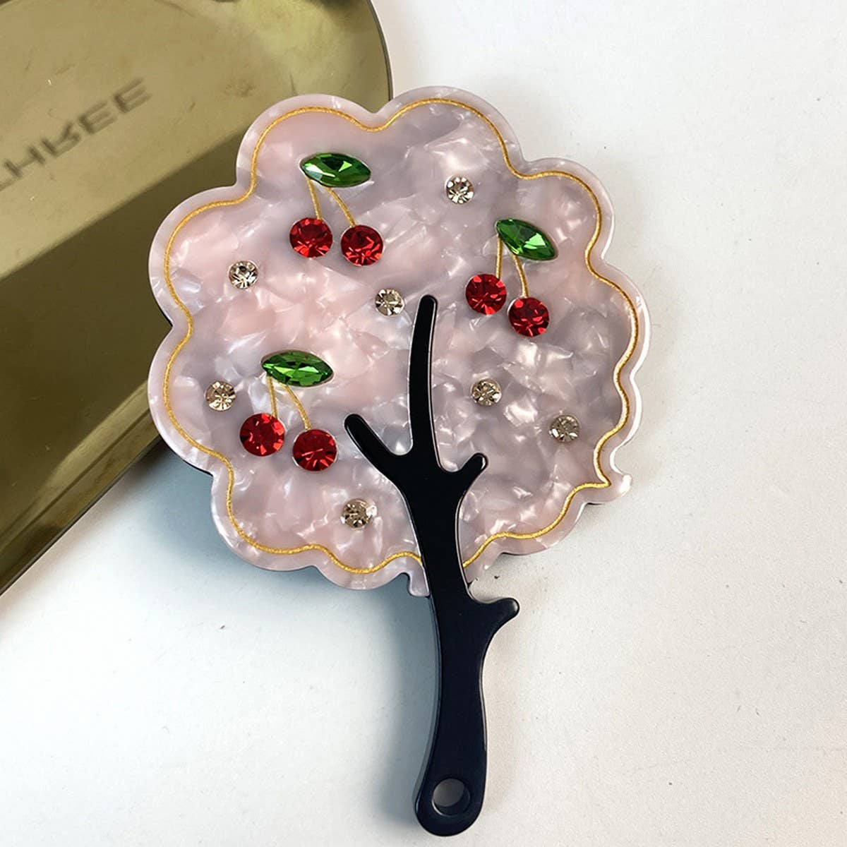 FASHIONABLE RHINESTONE HANDLE MIRROR TREE DESIGN_CWMM6388