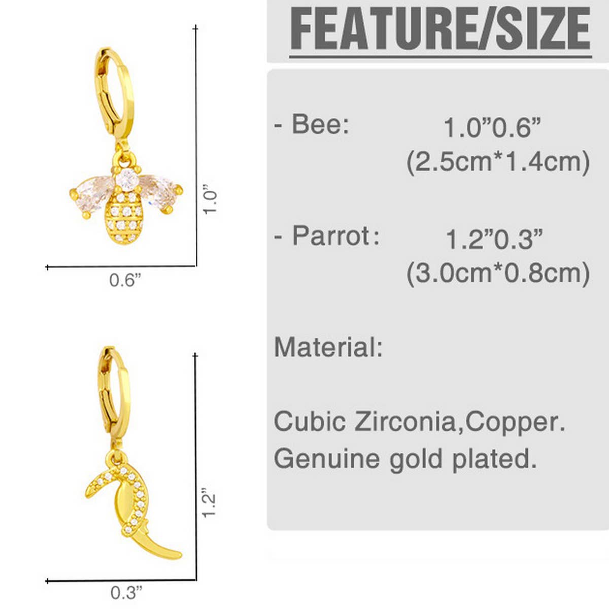 CUTE LITTLE BEE ZIRCON EARRINGS_CWAJE1014