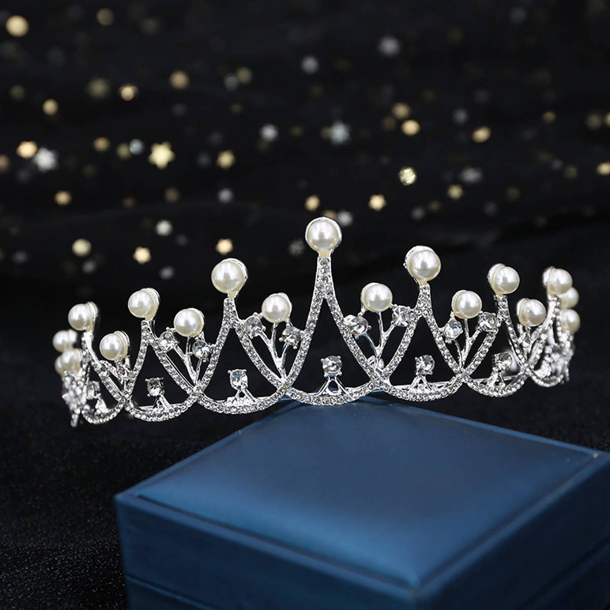 DIAMOND PEARL BRIDAL WEDDING CRYSTAL TIARA_CWMM2013