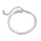STAINLESS STEEL FLAT SNAKE CHAIN BRACELET NECKLACE_CWAJE4873