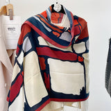 CARTOON COLOR BLOCK SCARF SOFT FAUX WOOL SHAWL_CWASC0897