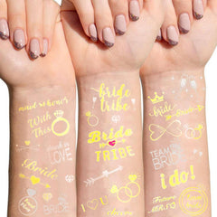 ROSE GOLD BRIDE TATTOOS METALLIC PARTY STICKERS_CWMM8243