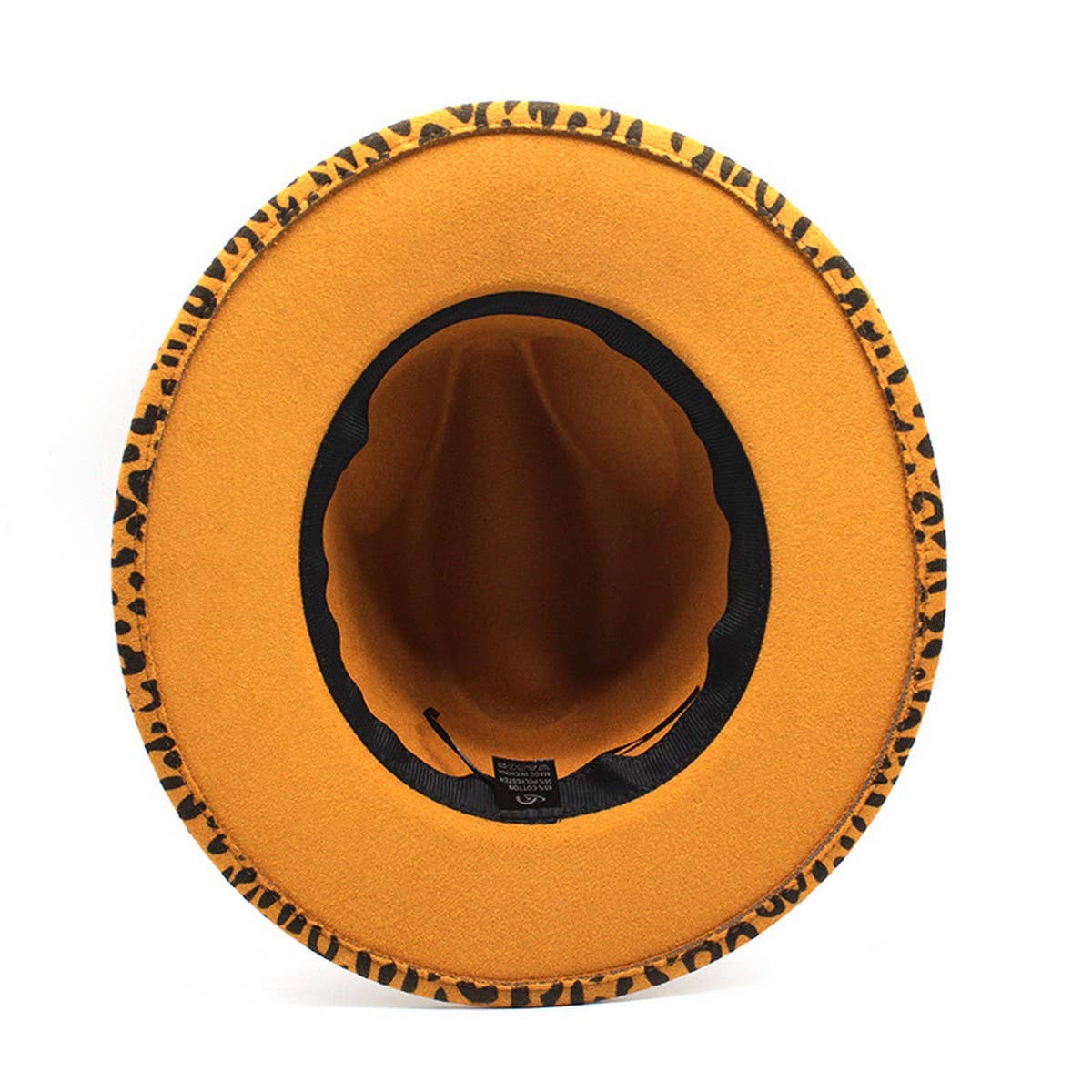 BLACK TWEED WIDE BRIM HAT LEOPARD PRINT HATJAZZ HAT_CWAH2559