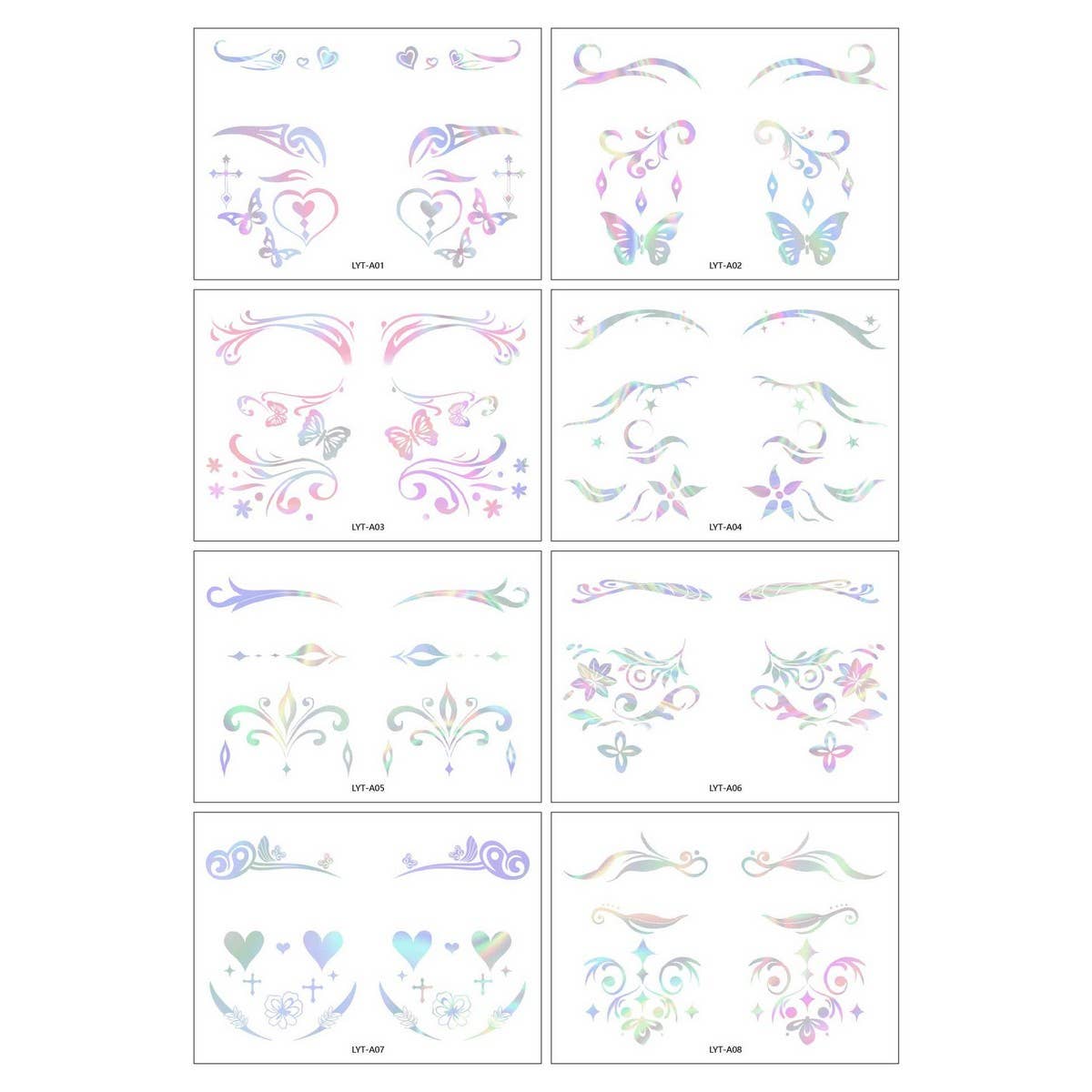 HOLOGRAPHIC EYELINER TATTOO STICKERS FOR RAVES_CWMM8249