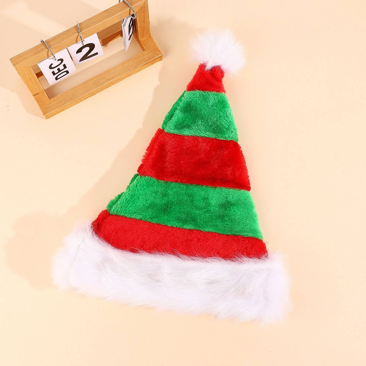 Cwah4078_Red, Green And White Striped Christmas Hat