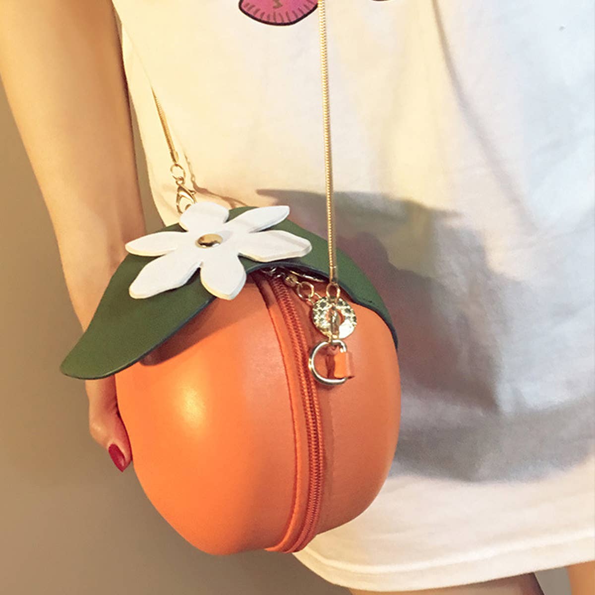 Women Chain Fruit Orange Shoulder Bag_Cwab0980