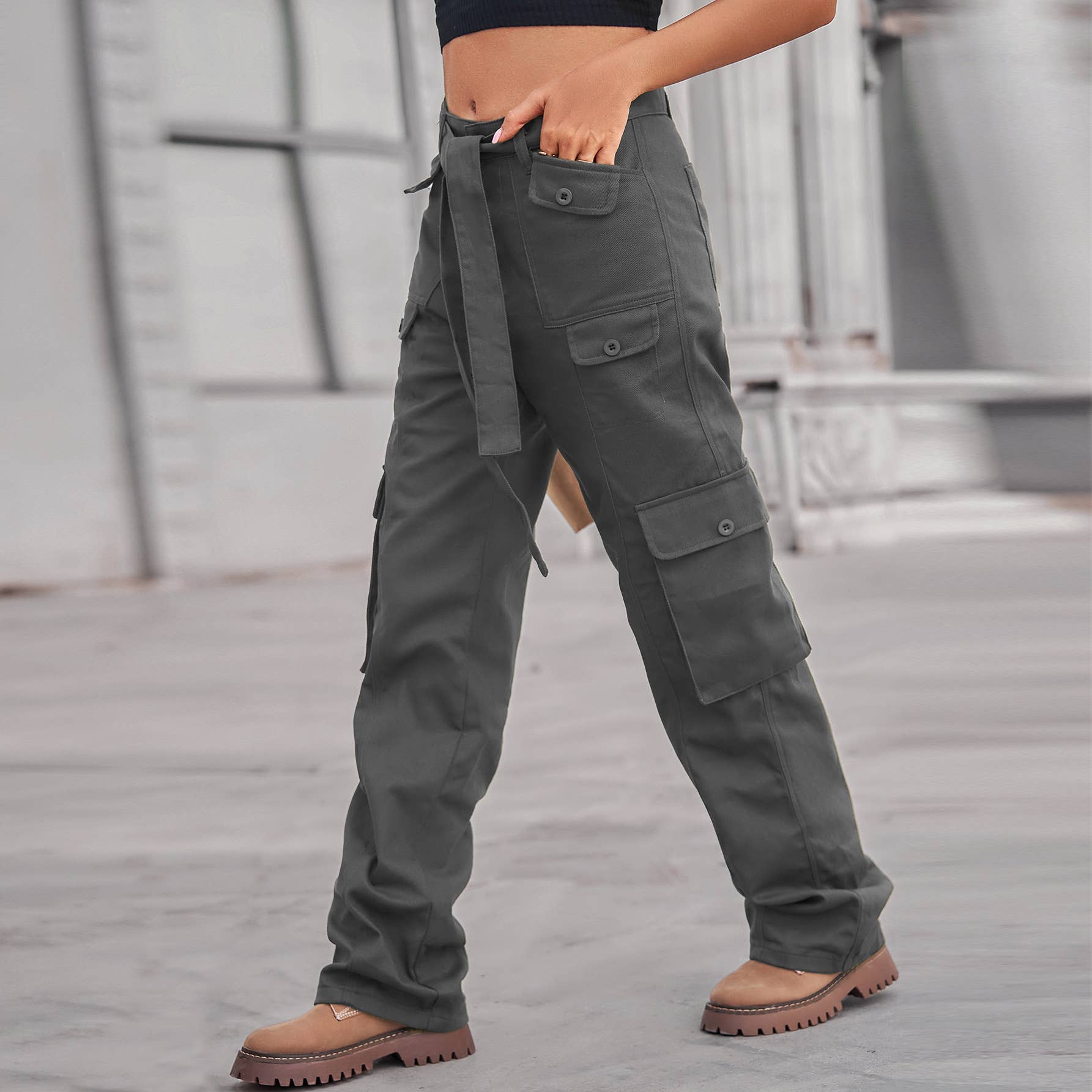 Washed Denim Heavy Industry Casual Workwear Pants