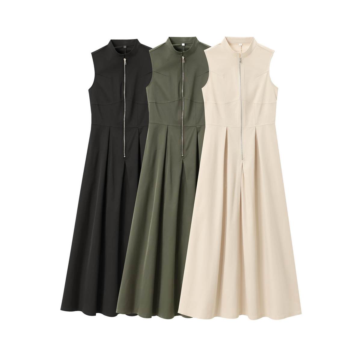 Waist-Cinched Sleeveless Dress Chic Commuter_Cwdmd5800