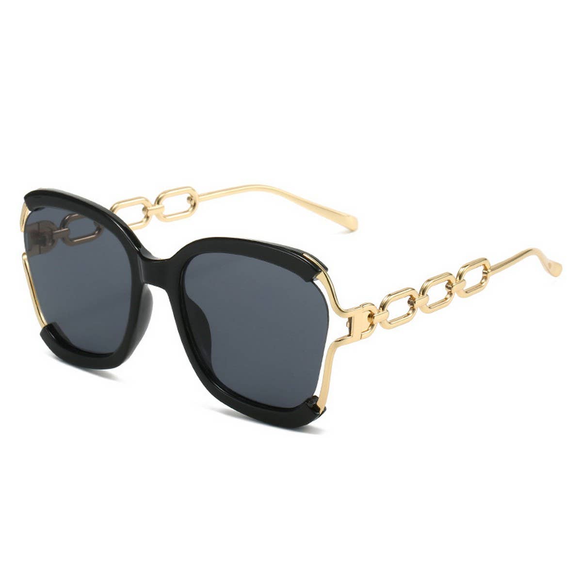 BIG FRAME CHAIN FASHION METAL SUNGLASSES_UV400_CWASG0276