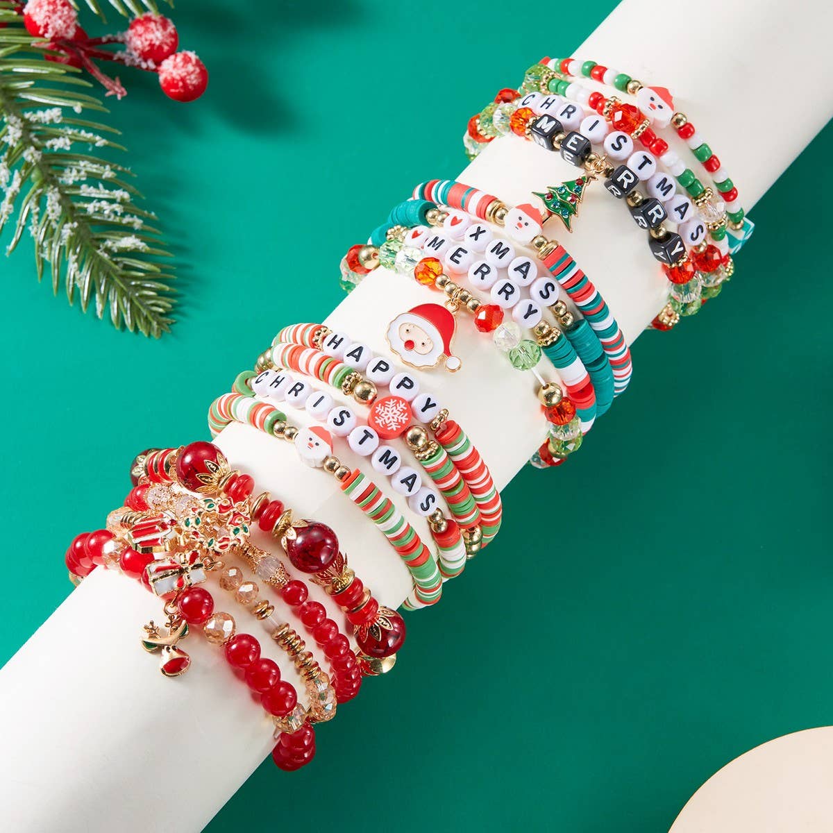 Cwaje2519_Christmas Combination Beaded Bracelet