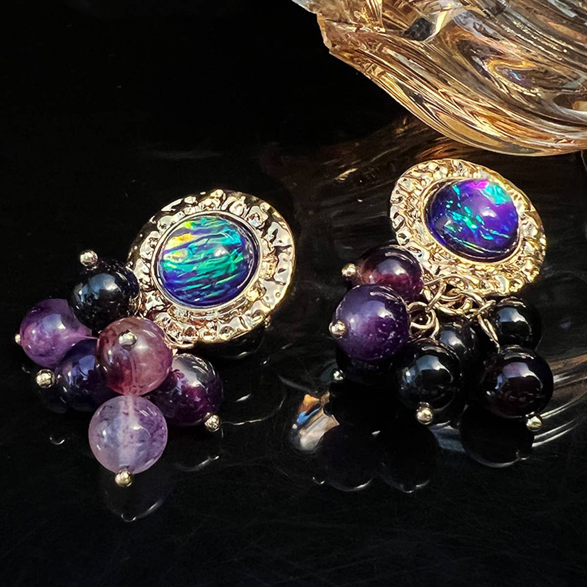 GRAPE SHAPE 925 SILVER NEEDLE STUD EARRINGS_CWAJE1117