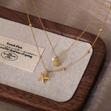 SUMMER DOUBLE STARFISH SHELL NECKLACE_CWMM5549