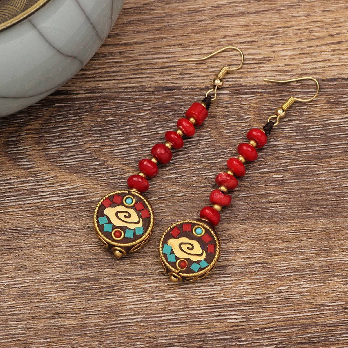 HIGH GRADE NATURAL STONE WOVEN COLORFUL EARRINGS_CWAJE3983